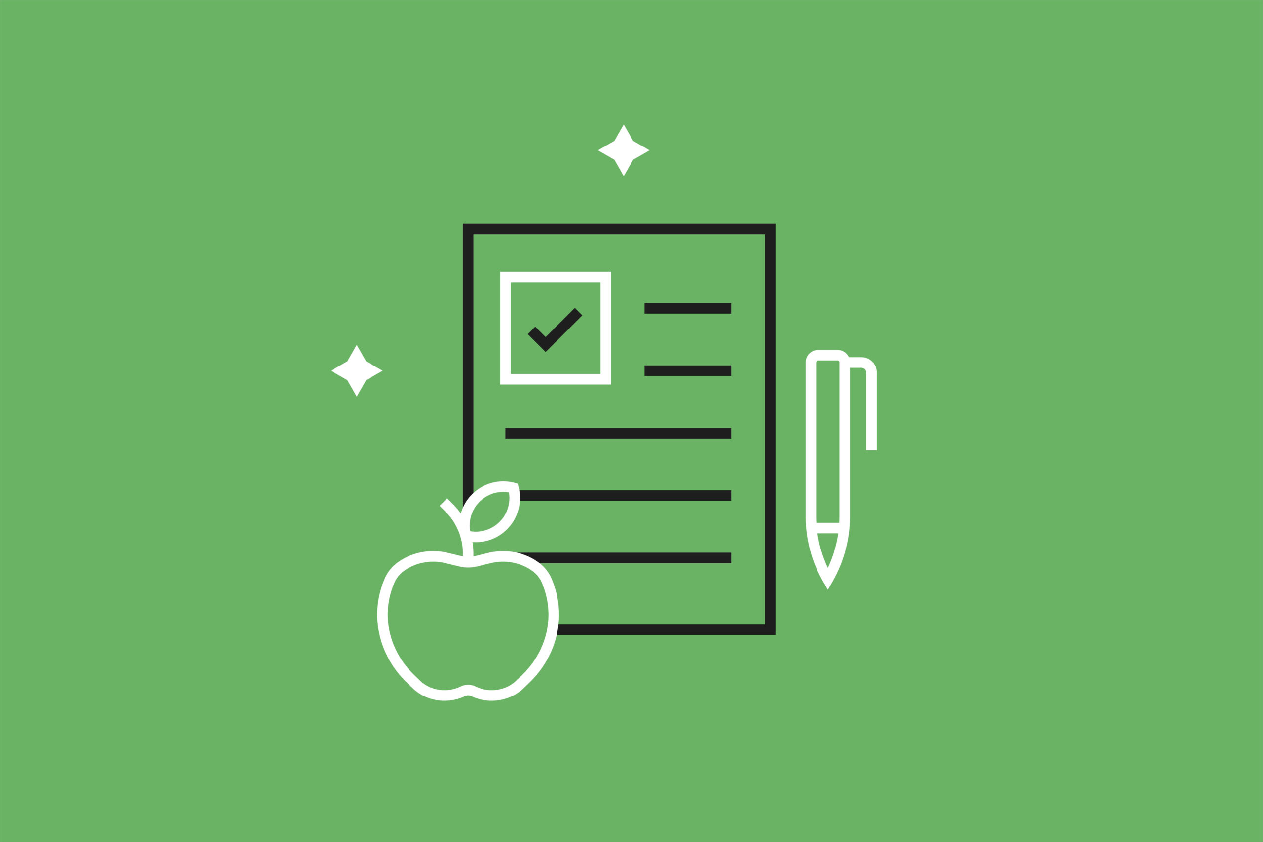 Nutrition Checklist with an Apple and Writing Utensil